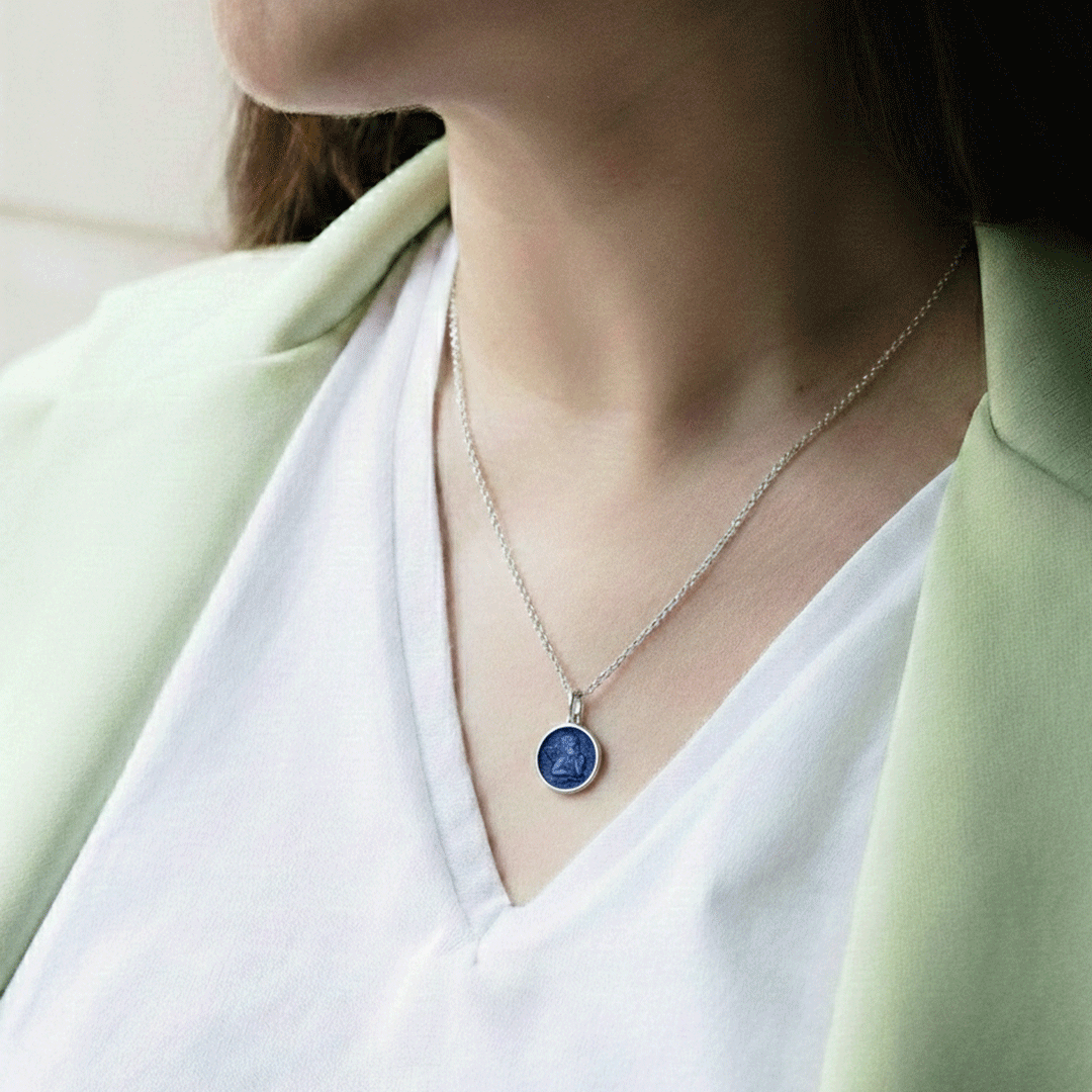 Guardian Angel Royal Blue Enamel Pendant