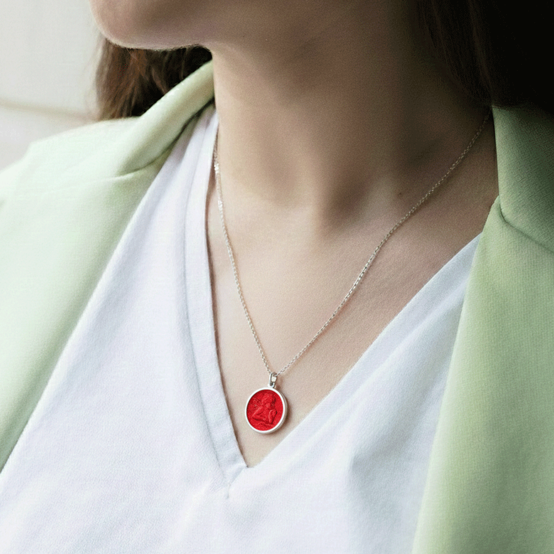 Guardian Angel Small Red Enamel Pendant