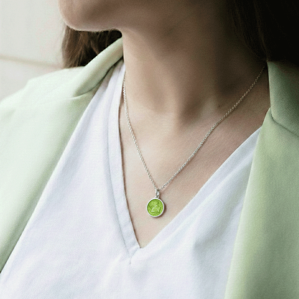 Guardian Angel Kiwi Enamel Pendant