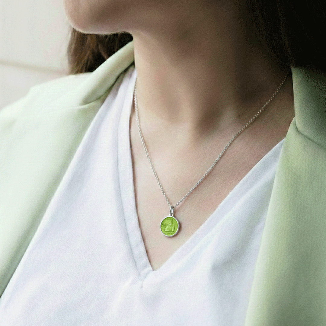 Guardian Angel Kiwi Enamel Pendant