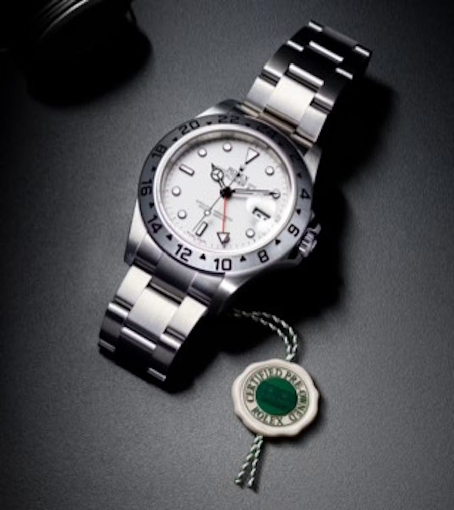 Rolex Certified Pre-Owned watch with its green seal