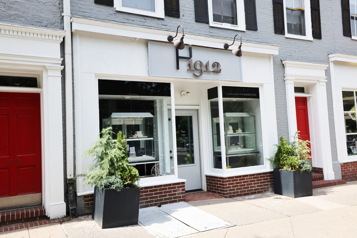 The H1912 vintage watch and jewelry boutique storefront in Princeton