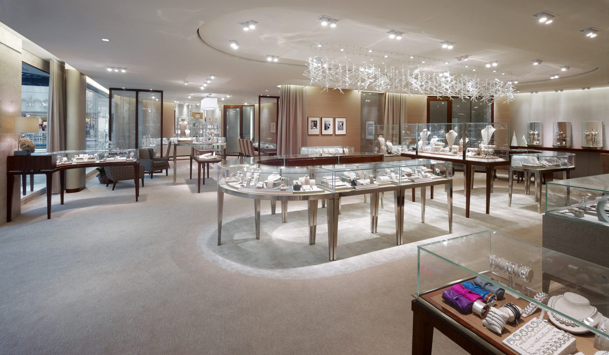 Jewelry collection showcases at Hamilton Jewelers Palm Beach Gardens