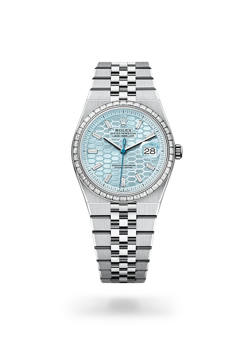 Rolex Land-Dweller 36 in Oyster, 36 mm, platinum and diamonds