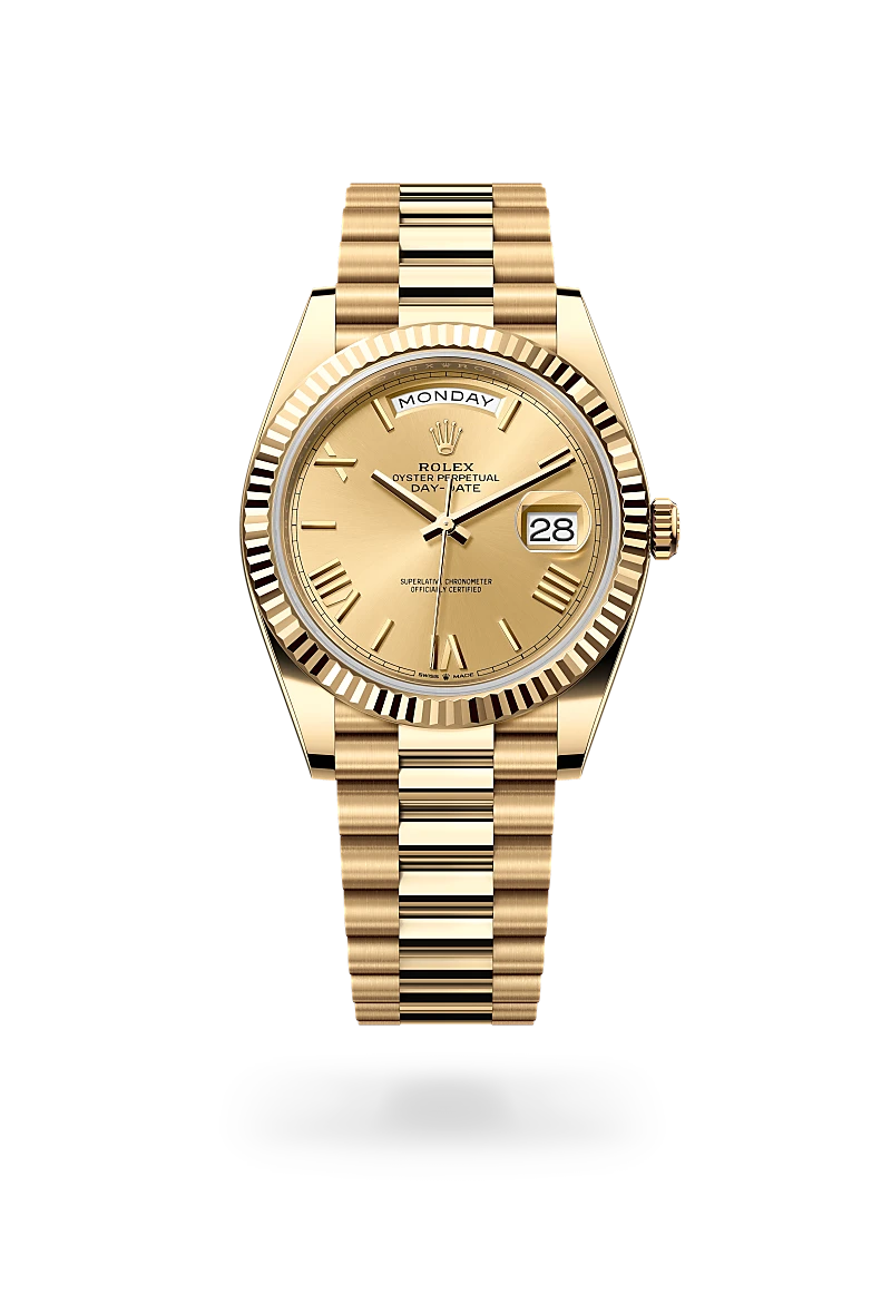 Rolex Day-Date 40 in Oyster, 40 mm, yellow gold