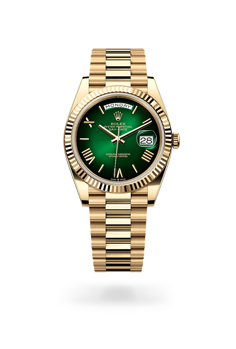 Rolex Day-Date 40 in Oyster, 40 mm, yellow gold