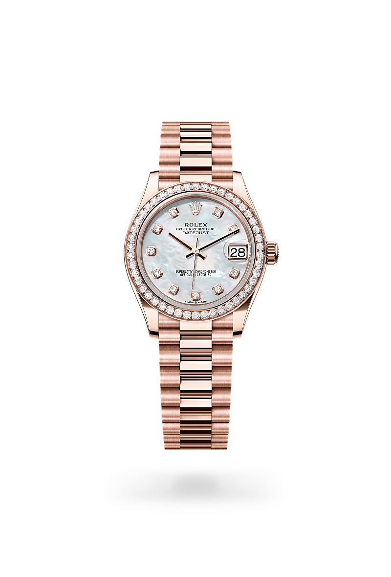 Rolex Datejust 31 in Oyster, 31 mm, Everose gold and diamonds
