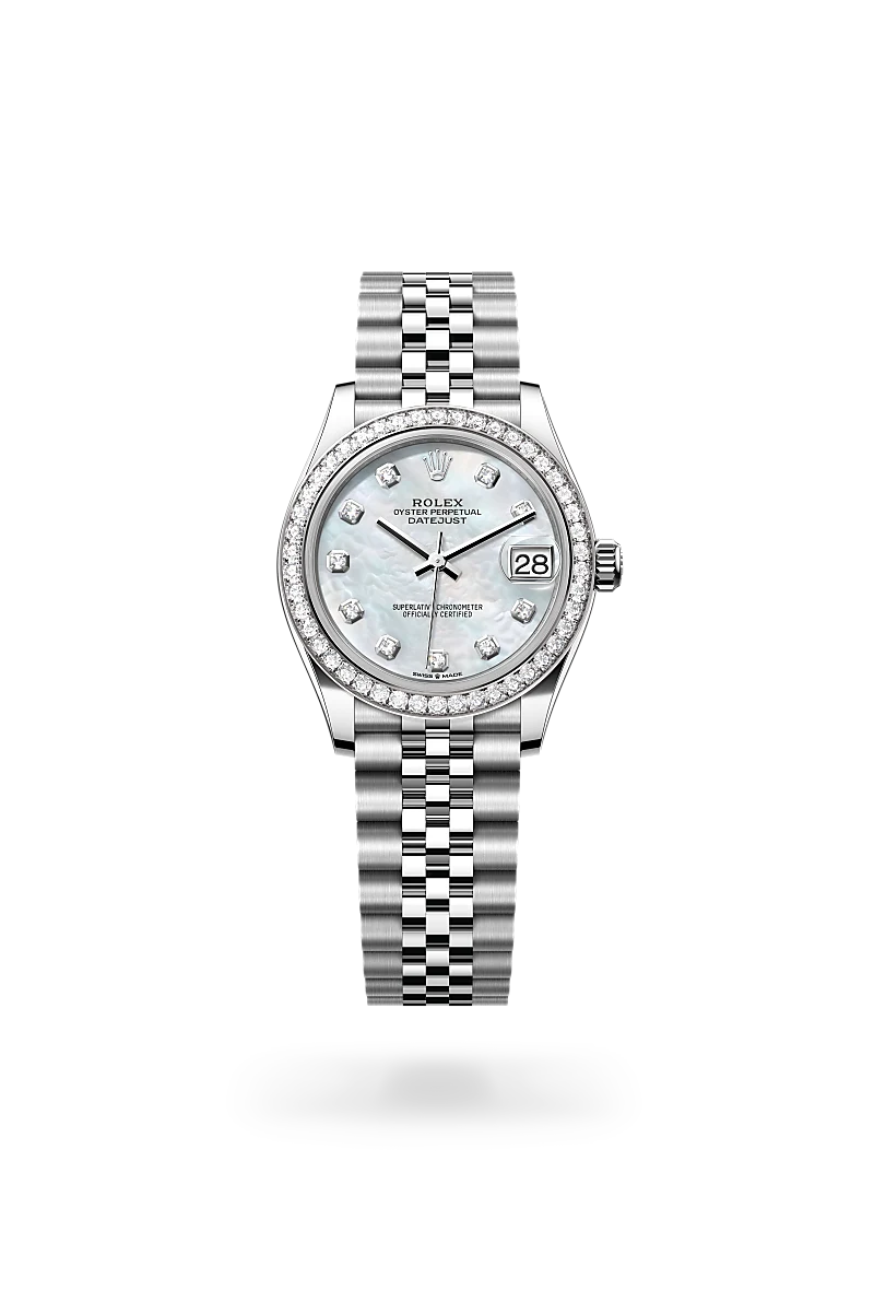 Rolex Datejust 31 in Oyster, 31 mm, Oystersteel, white gold and diamonds