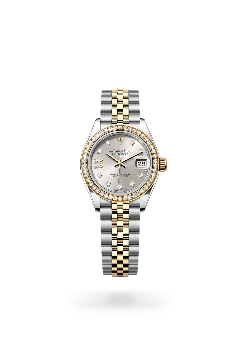 Rolex Lady-Datejust in Oyster, 28 mm, Oystersteel, yellow gold and diamonds