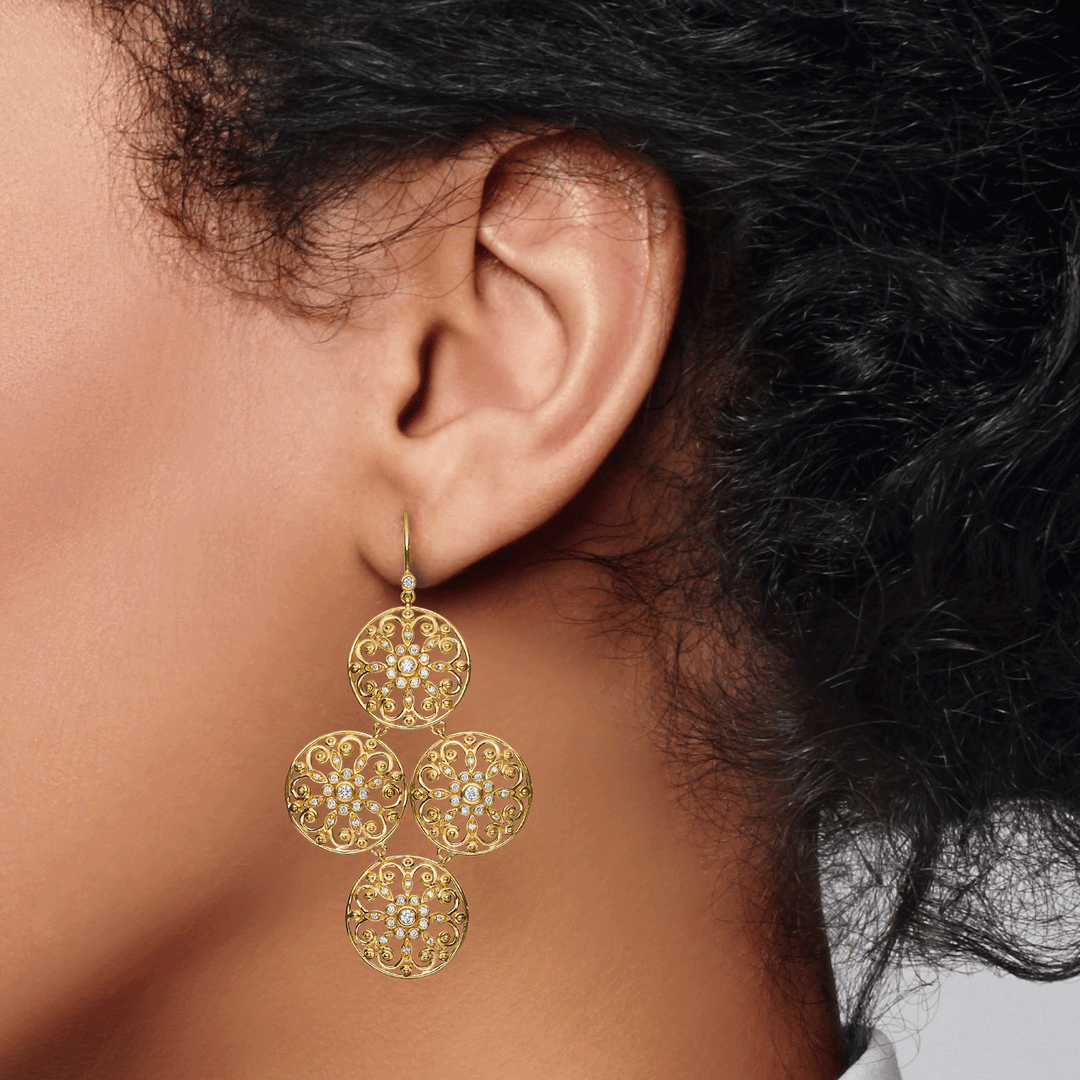 Arabesque 18k Gold and Diamond .83 Total Weight Earrings