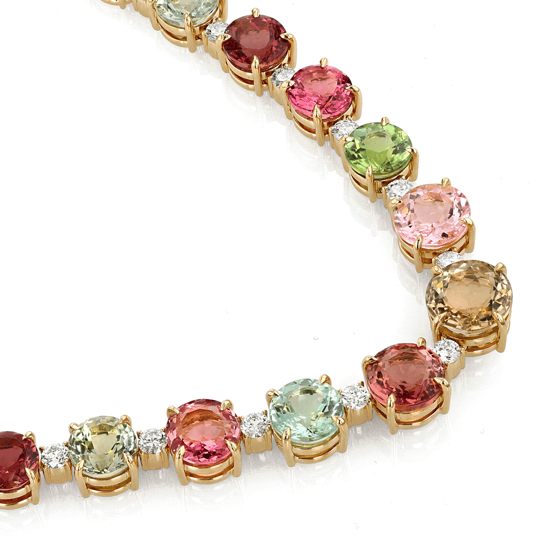 Private Reserve 18k Yellow Gold and Multi Color Tourmaline Necklace