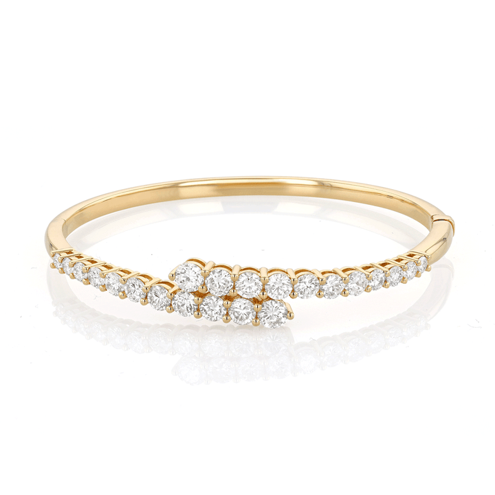 18k Yellow Gold Bypass Diamond 4.20 Total Weight Bangle