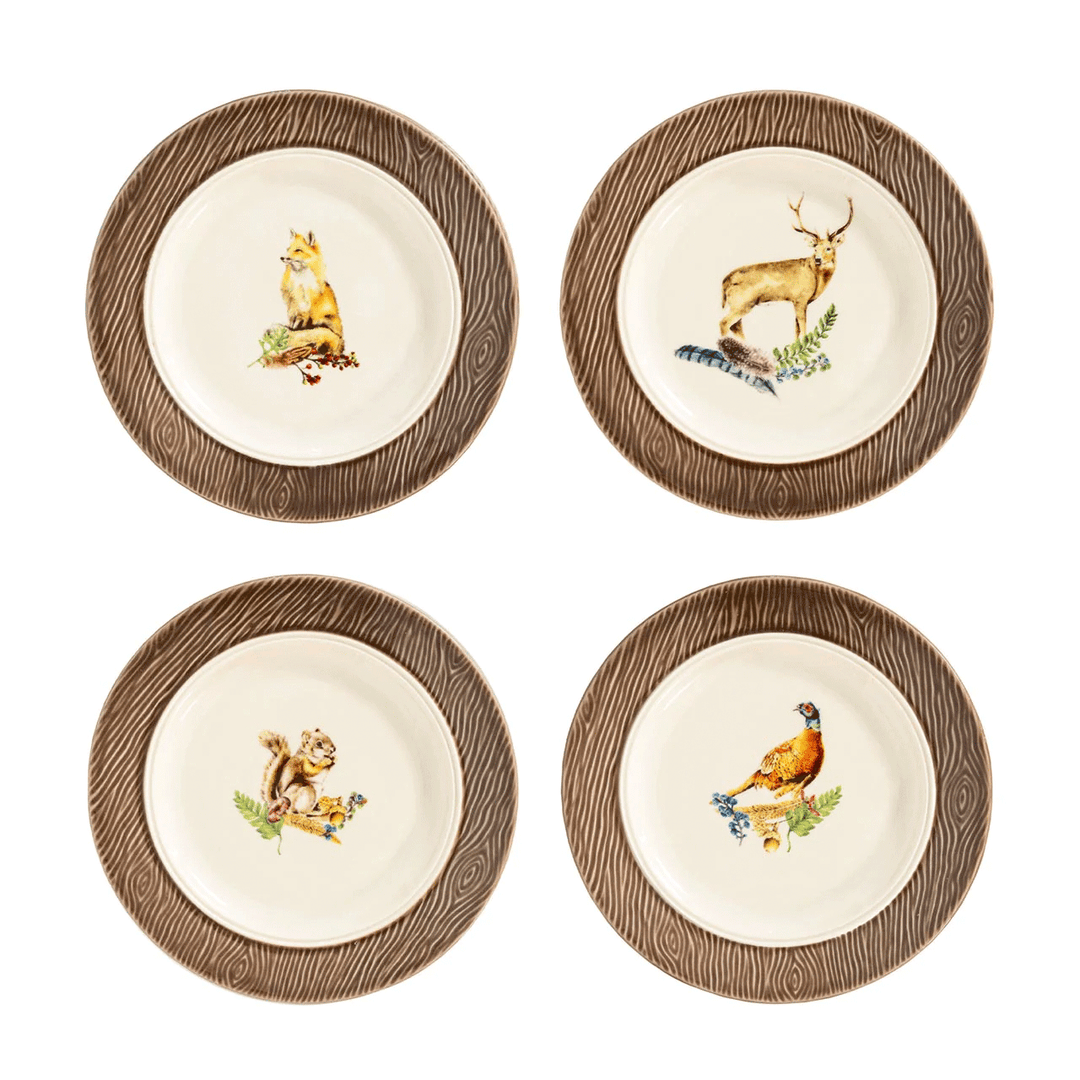 Juliska Forest Walk Side/Cocktail Plate Assorted Set/4
