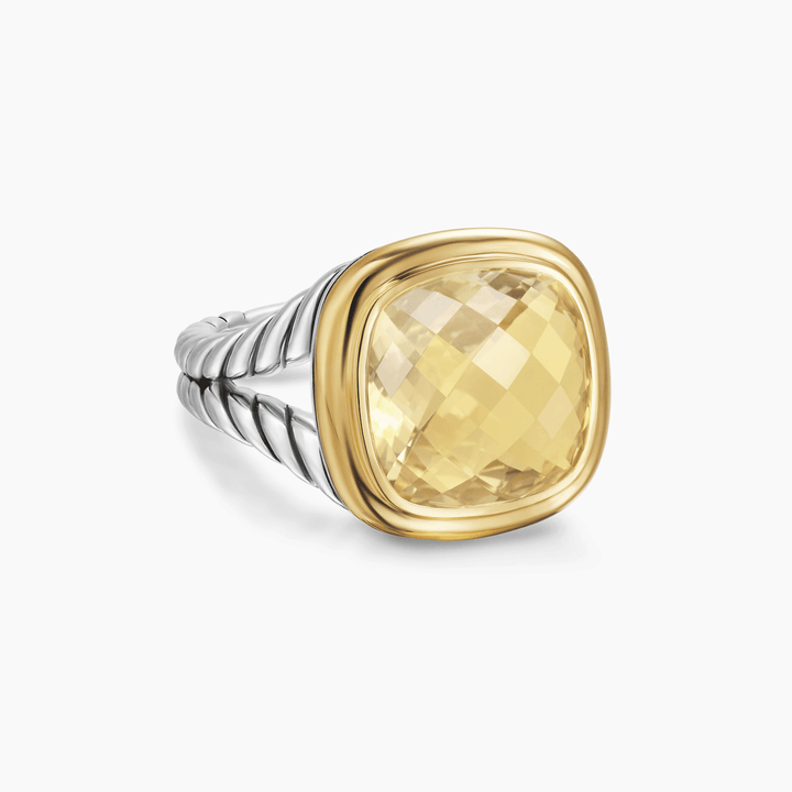 David Yurman Albion Ring Sterling Silver with 18K Yellow Gold and Champagne Citrine, 11mm