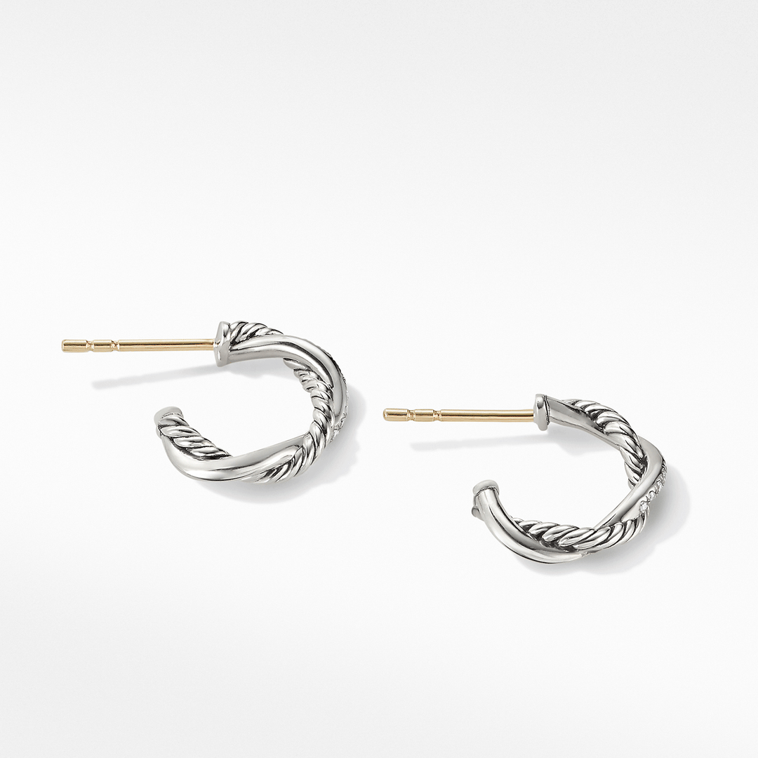 David Yurman Petite Infinity Huggie Hoop Earring with Pavé Diamonds