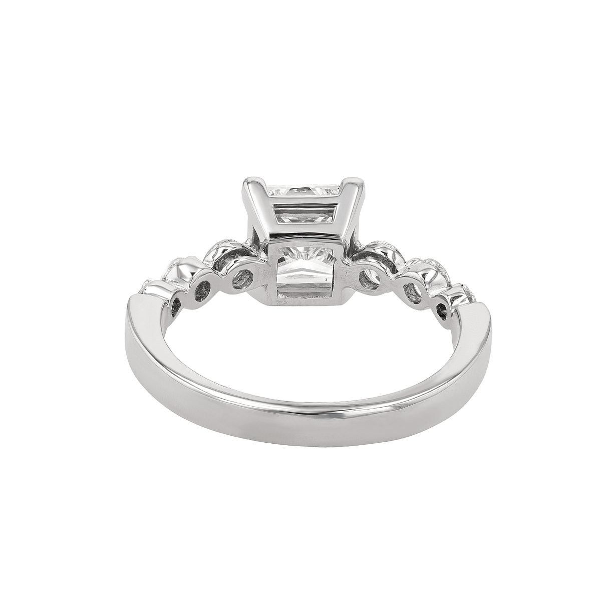 18k White Gold and Princess Cut Diamond 1.53 Total Weight Engagement Ring