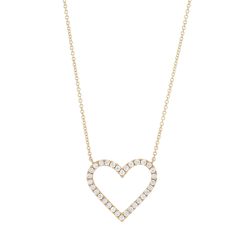 14k Gold and Diamond .51 Total Weight Heart Necklace