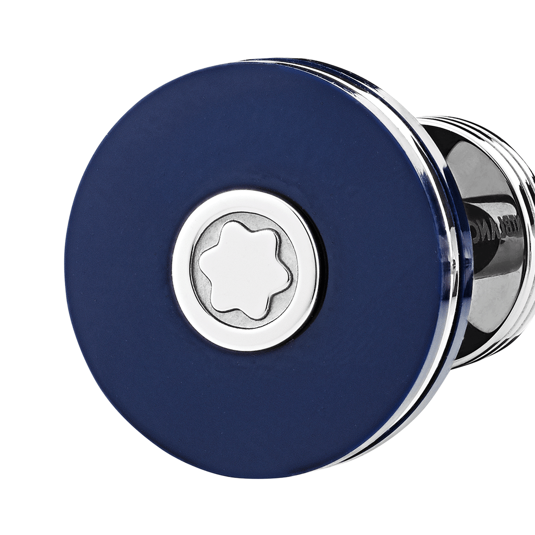 Montblanc Round Stainless Steel with Blue Resin Cufflinks