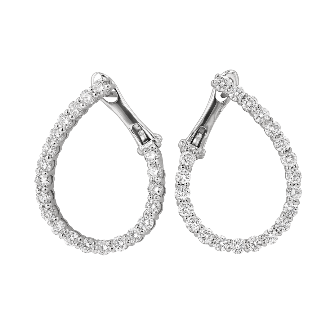 18k Gold and Diamond Pear Shape 1.85 Total Weight Earrings