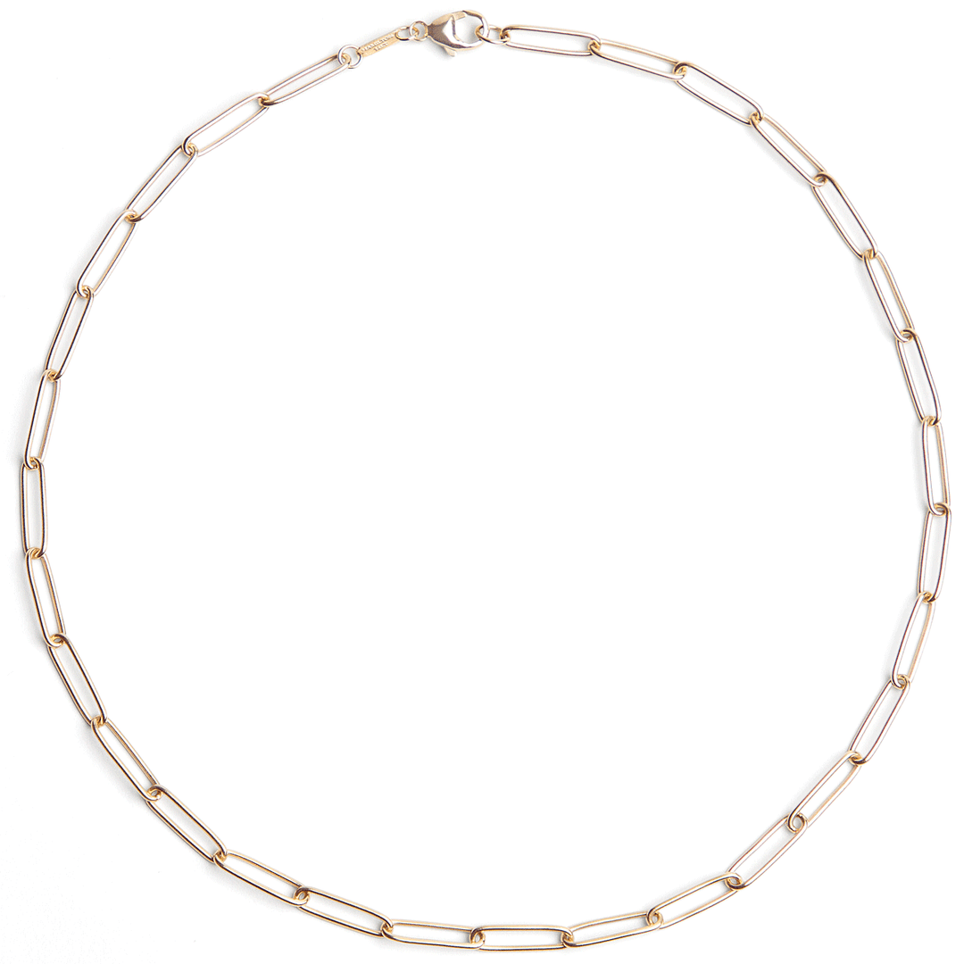 14k Yellow Recycled Gold Medium 3.8mm Long Link Chain 16" Necklace