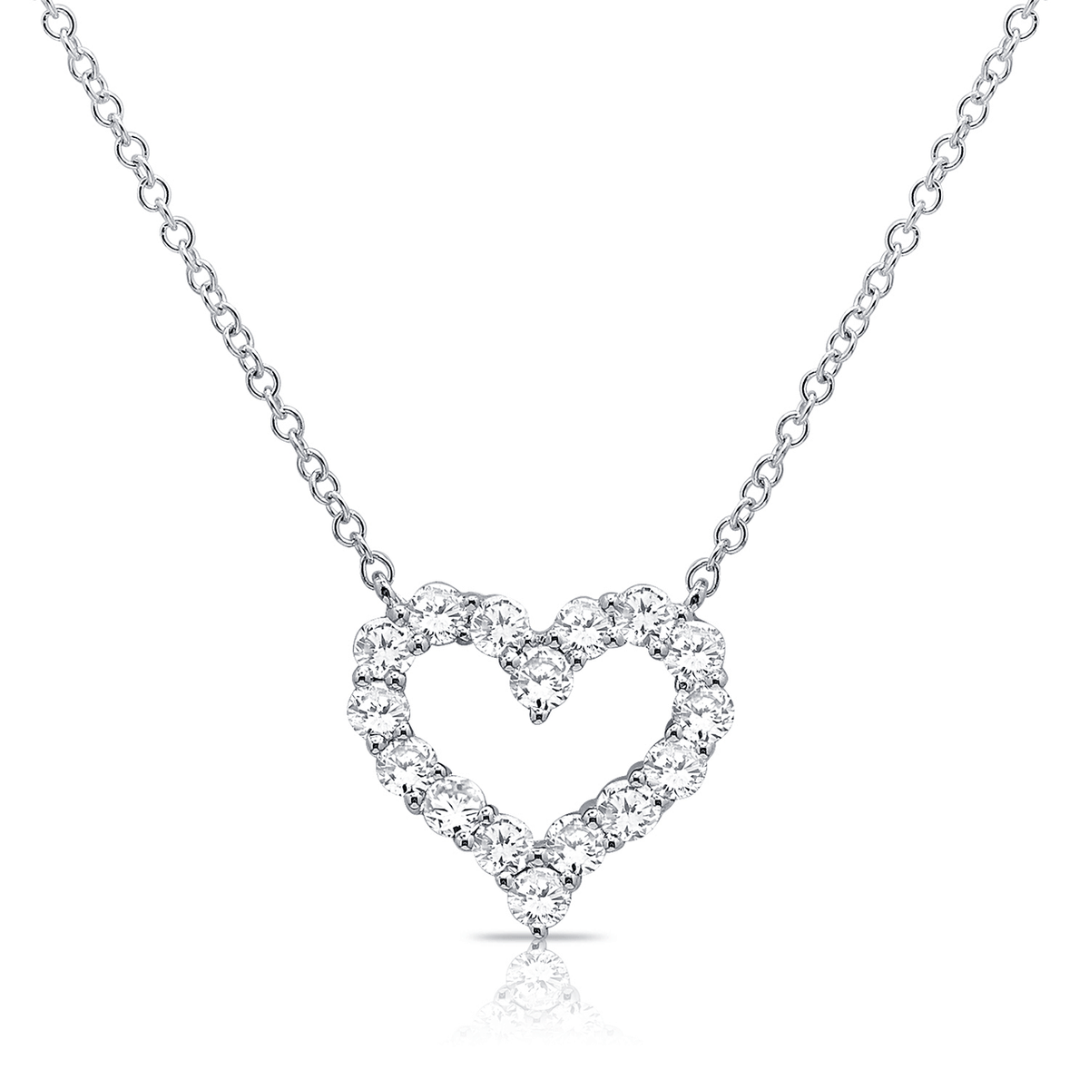 Hamilton Love Collection 14k White Gold and Diamond Heart Necklace