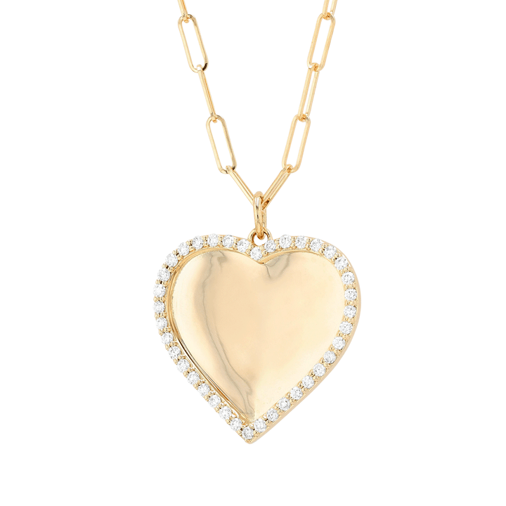 18k Yellow Gold and Diamond .38 Total Weight Heart Pendant