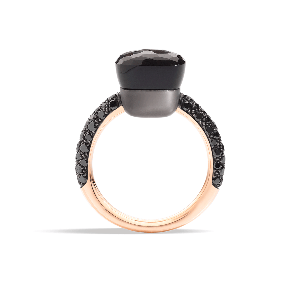 Pomellato Nudo 18k Rose Gold Titanium Obsidian and Black Diamond Ring