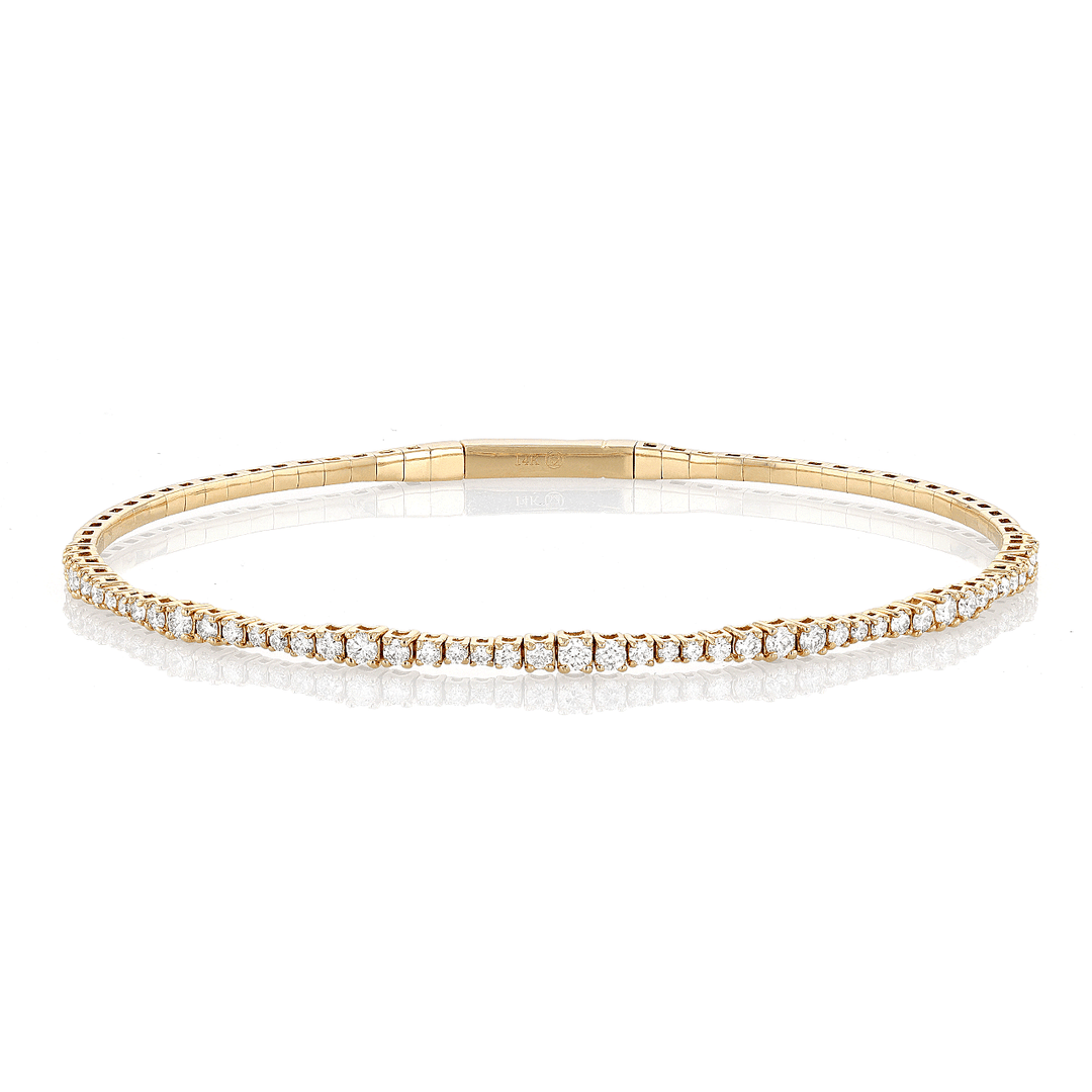 14k Yellow Gold and Diamond .80 Total Weight Flex Bangle