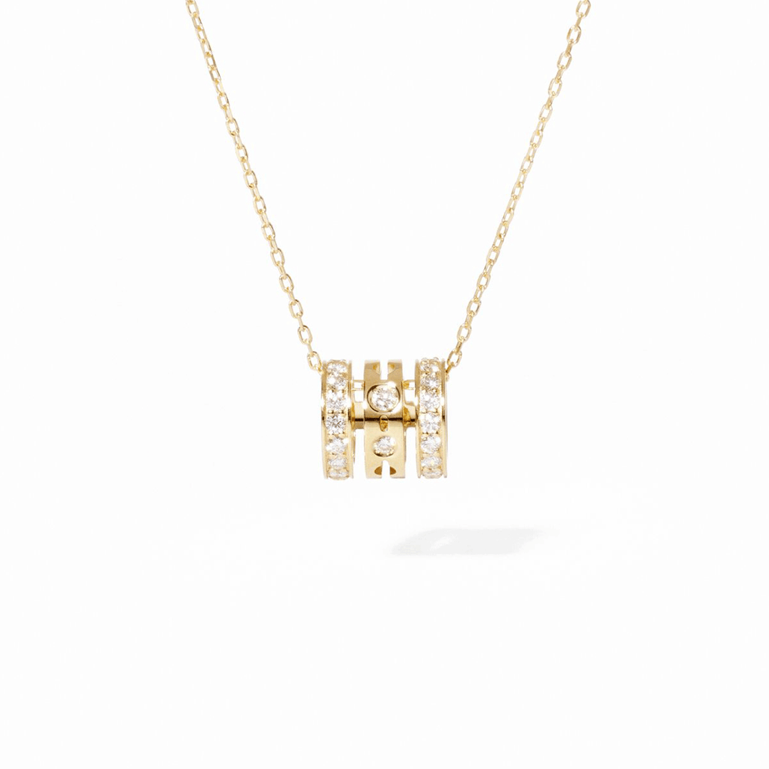 Dinh Van 18k Pulse Pave Diamond .62 Total Weight 3 Row Pendant