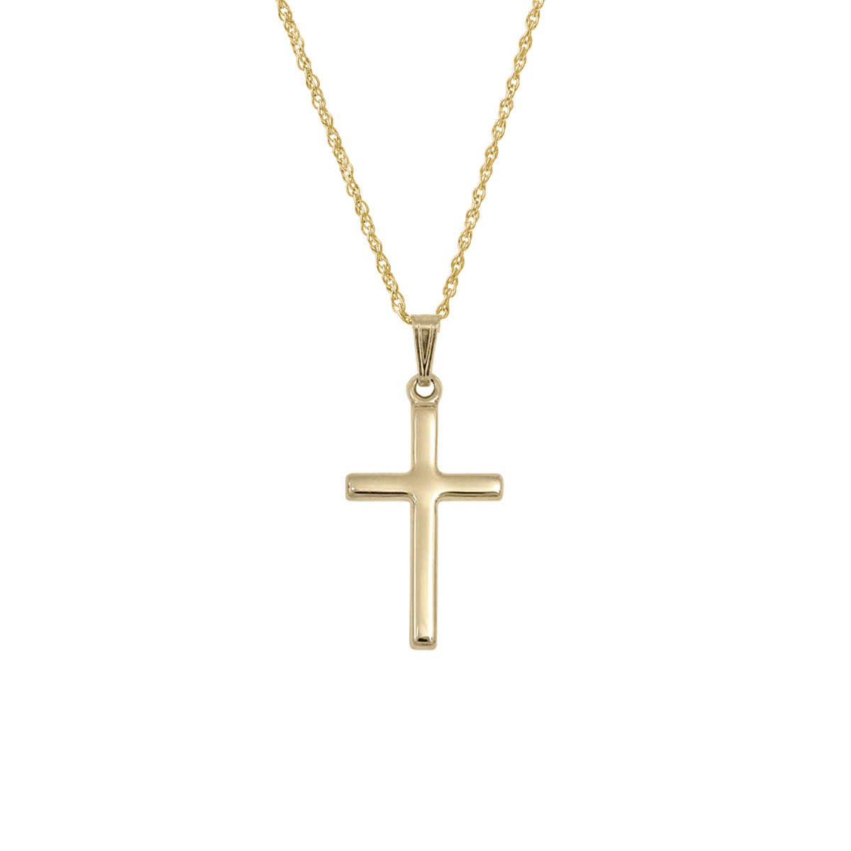 14k Yellow Gold Plain Polished Cross Pendant 18 Inch
