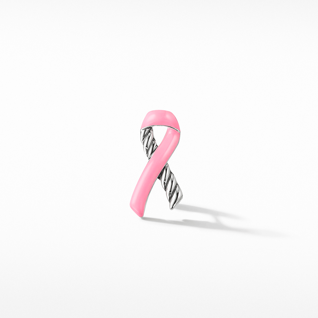 David Yurman x BCRF Cable Collectibles Ribbon Pin with Pink Enamel