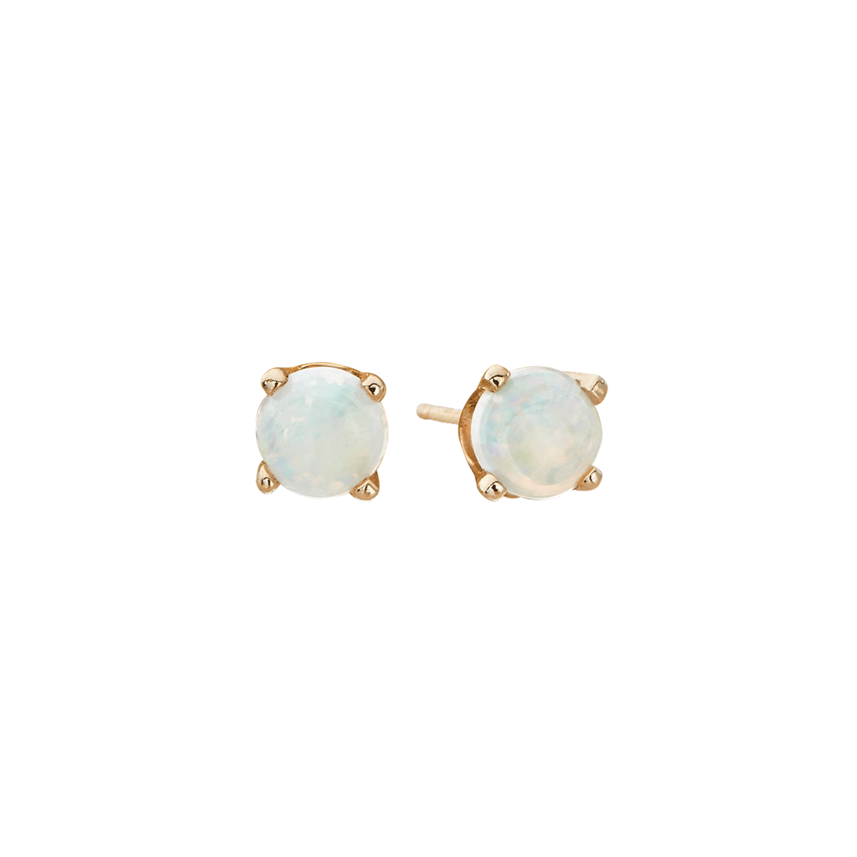 14k Yellow Gold and .20 Total Weight Opal Stud Earrings