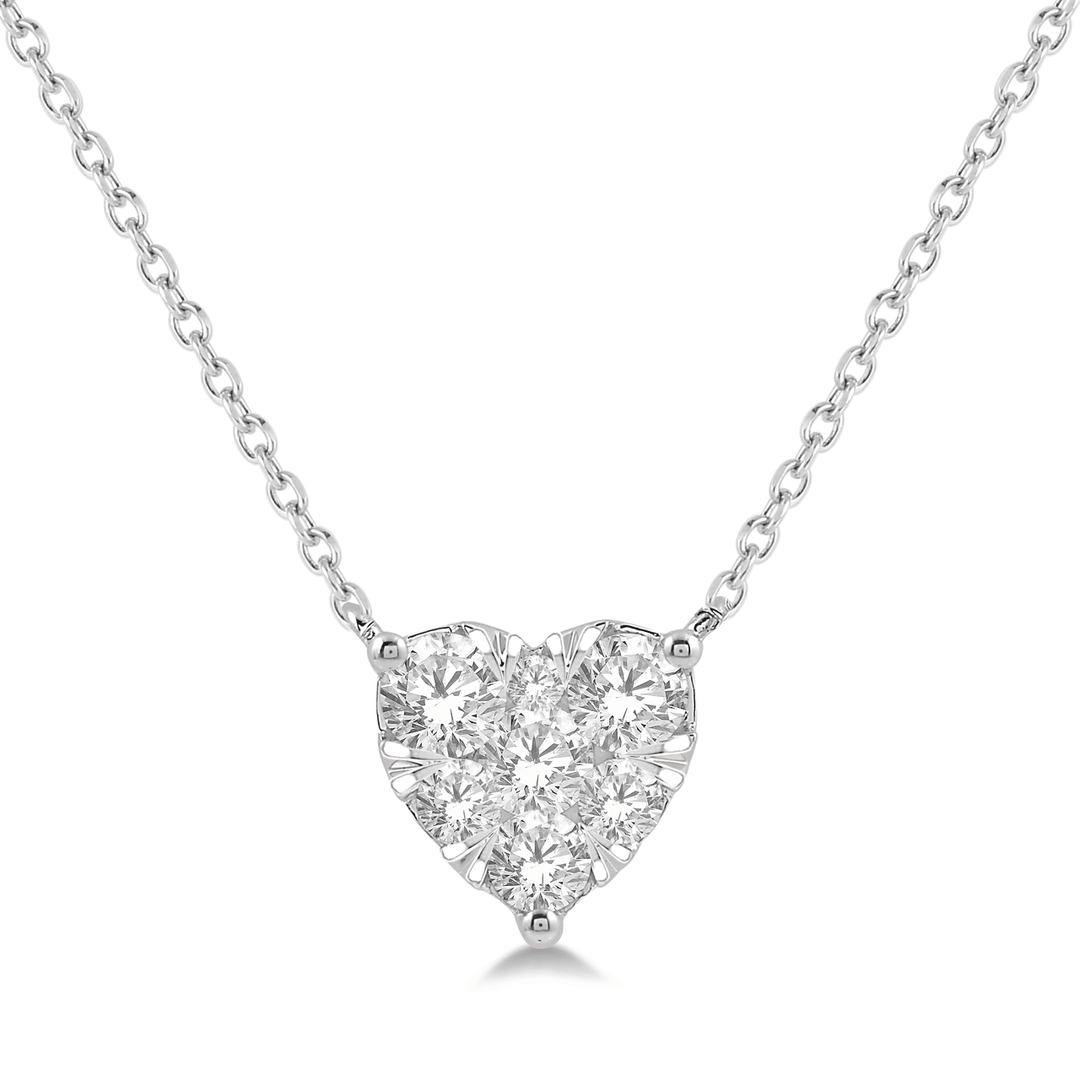 Celestial 14k White Gold and .75 Total Weight Diamond Heart Pendant