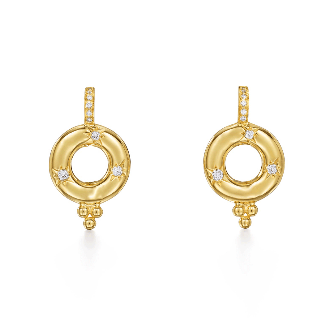 Temple St. Clair 18k Yellow Gold Cosmos Jean D'arc Earriings