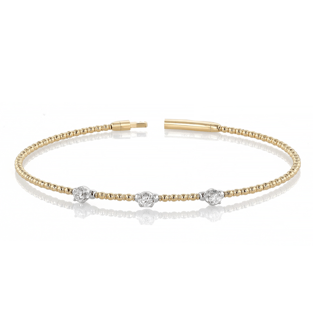 14k Yellow Gold White Gold and 0.22 Total Weight Flexible Bracelet