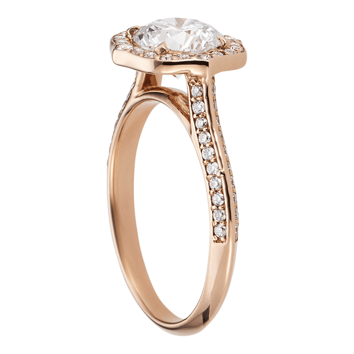 18k Rose Gold Octagon Halo Diamond Engagement Mounting Ring