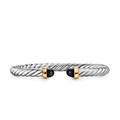 David Yurman Cable Flex® Bracelet Sterling Silver with 14K Yellow Gold and Black Onyx, 6mm