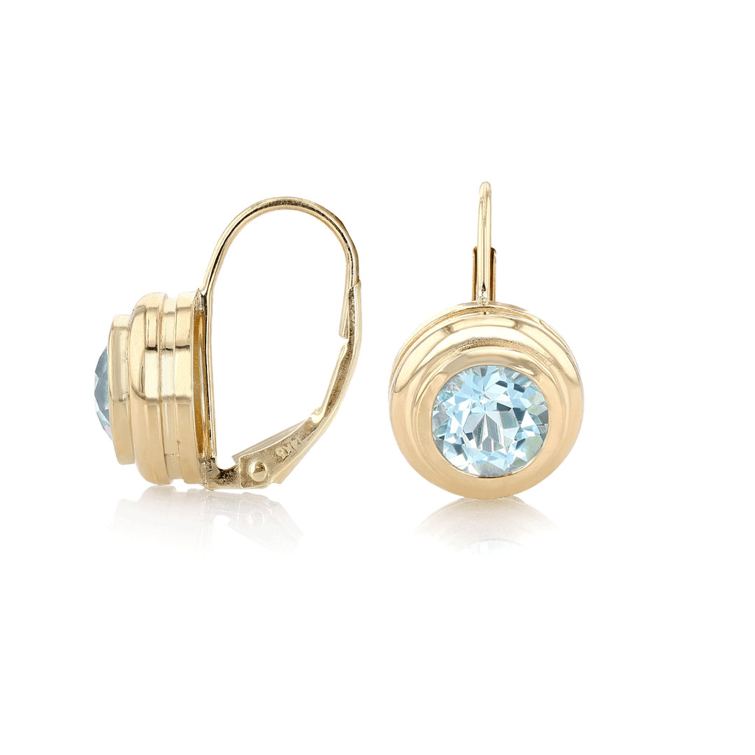 Hamilton Lisette Collection 14k Yellow Gold and 2.60 Total Weight Blue Topaz Bezel Earrings