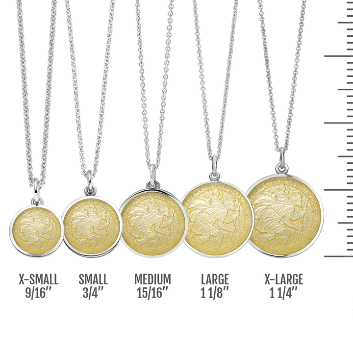 St. Christopher Yellow Enamel Medal With Chain