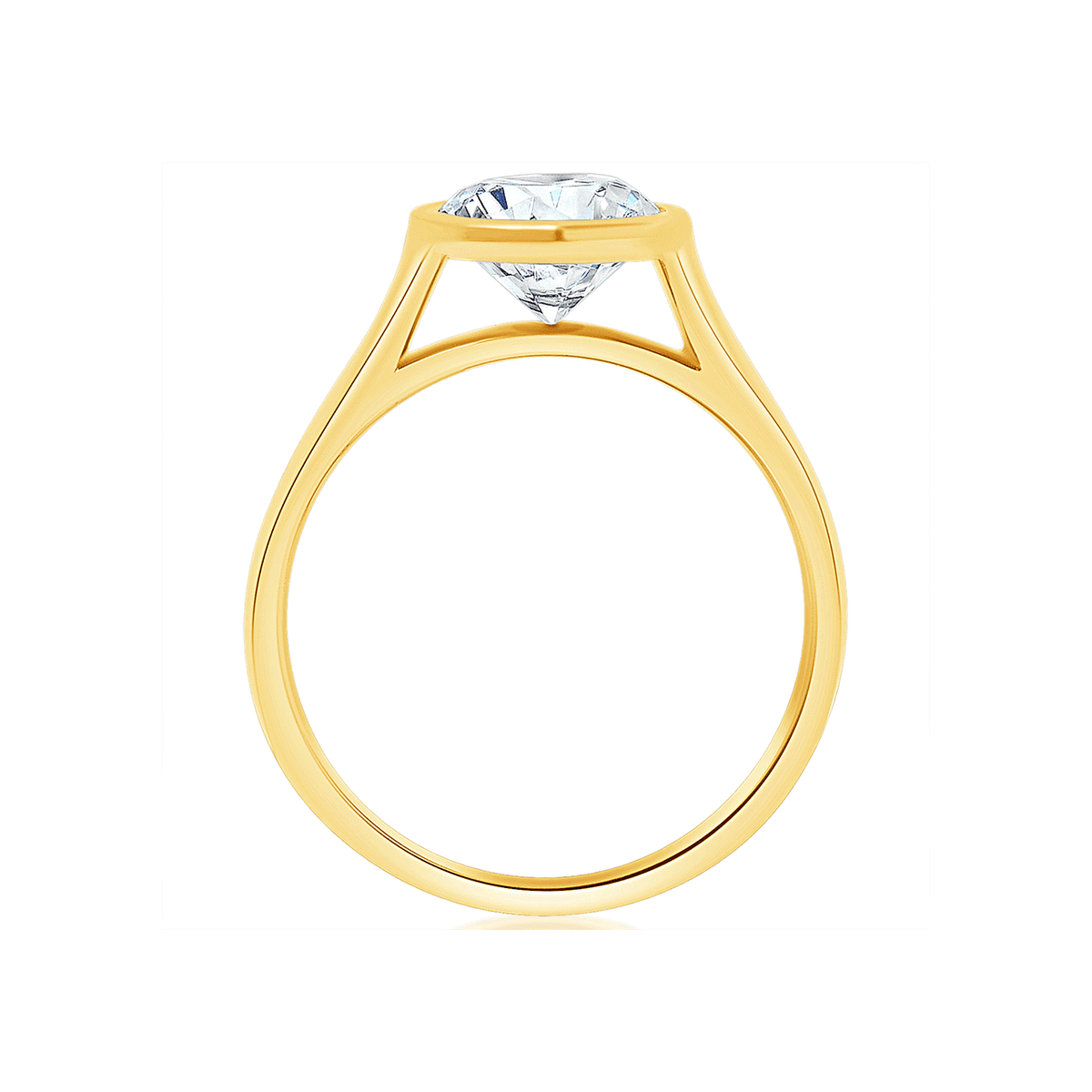 18k Yellow Gold Bezel Engagement Ring Mounting