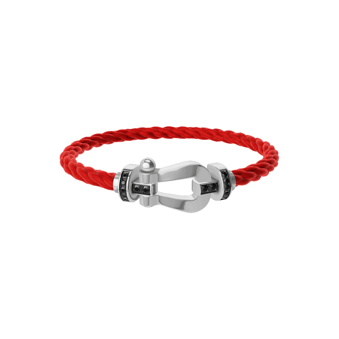 FRED Force 10 Red Cable with 18k White LG Buckle Half Black Diamond, Exclusively at Hamilton Jewelers