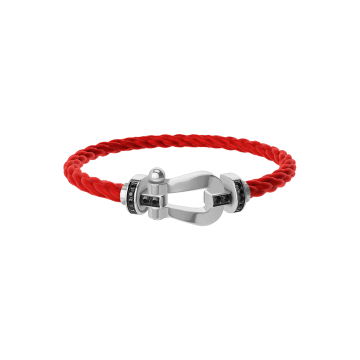 FRED Force 10 Red Cable with 18k White LG Buckle Half Black Diamond, Exclusively at Hamilton Jewelers