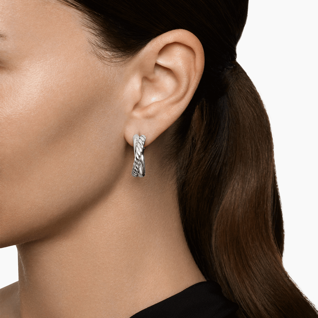 David Yurman Crossover Hoop Earrings Sterling Silver, 22.3mm