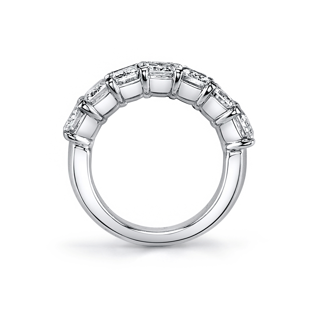 Platinum and 2.30 Total Weight Emerald Cut Diamond Seven Stone Band