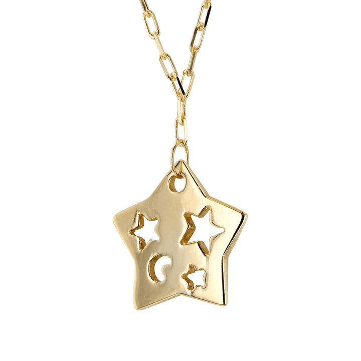 14k Yellow Gold Cut Out Star Pendant