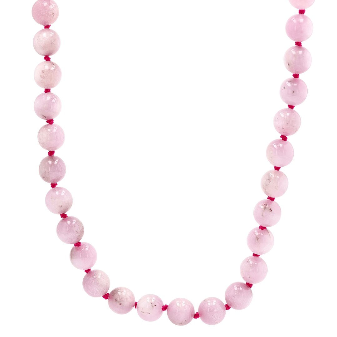 Hot-Pink Silk Kunzite Bead Necklace