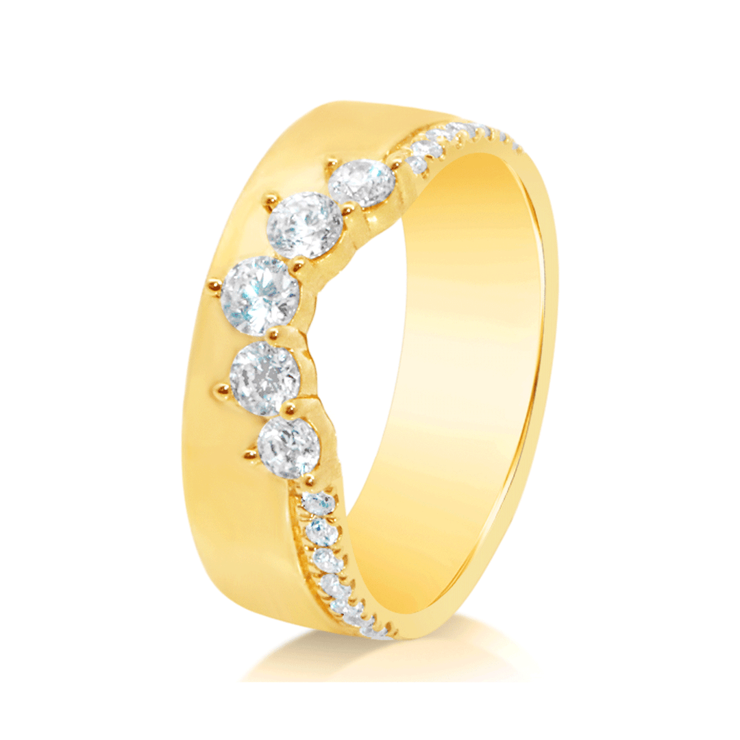 18k Yellow Gold and .49 Total Weight Diamond Wide Band