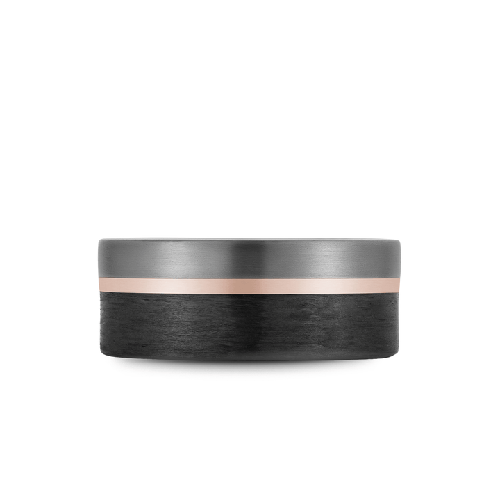 Black Carbon and 14k Gold Wedding Band