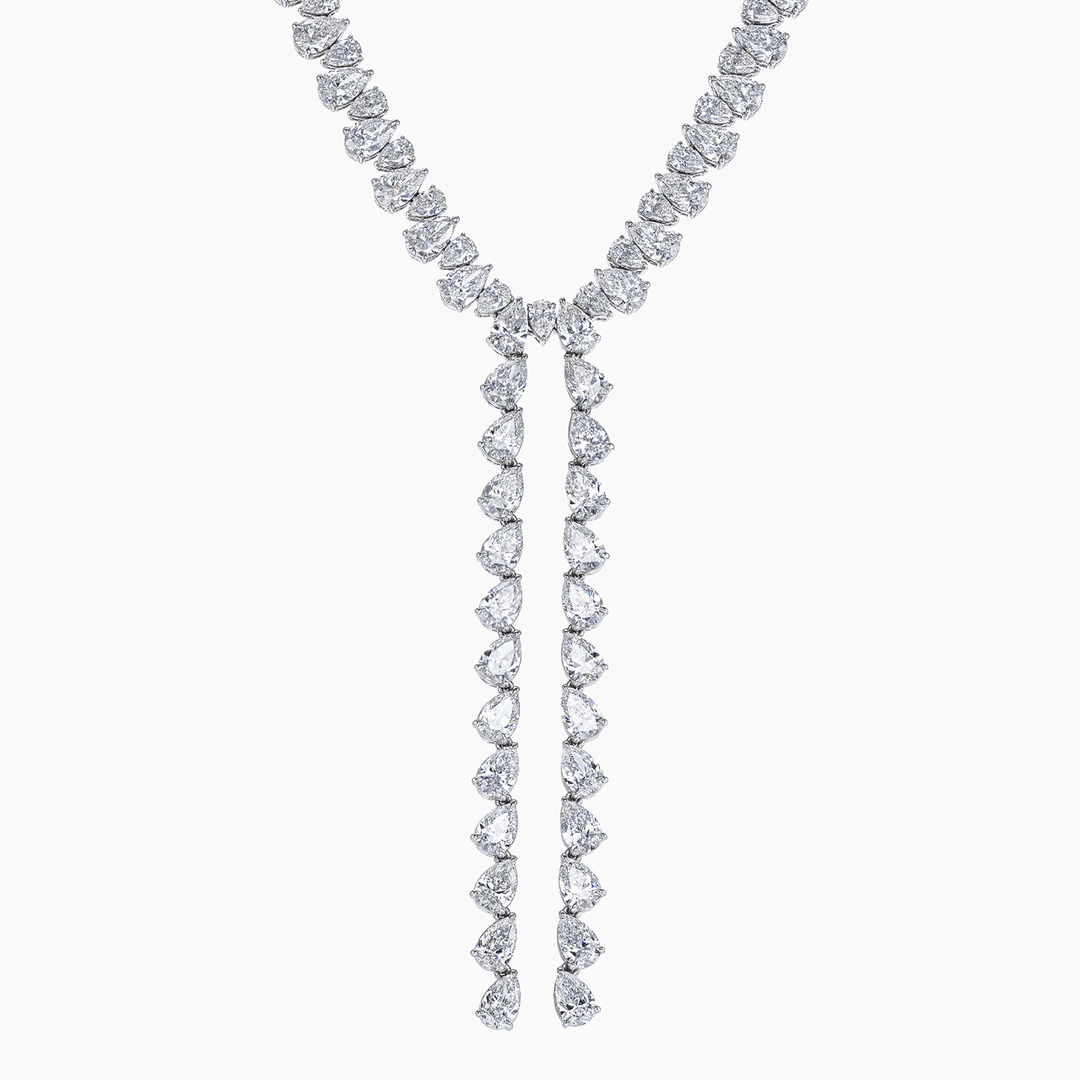 Hamilton Private Reserve Collection Platinum and 44.28 Total Weight Pear Shape Diamond Lariat Necklace