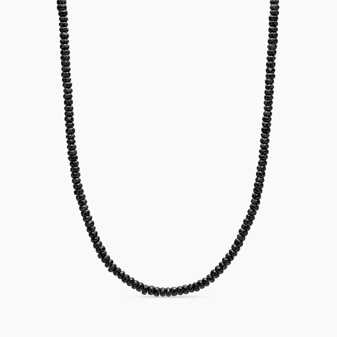 David Yurman Spiritual Beads Necklace Sterling Silver with Black Spinel, 5mm